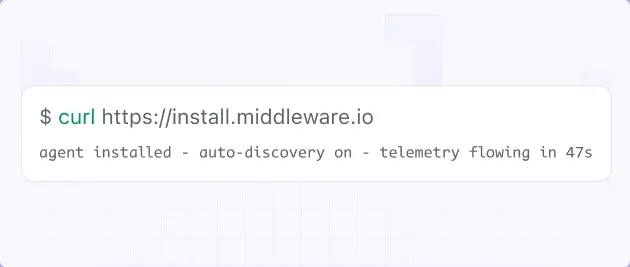Install one lightweight OpenTelemetry Collector and start monitoring in under a minute. No pipeline design, proprietary query language, or complex onboarding required.