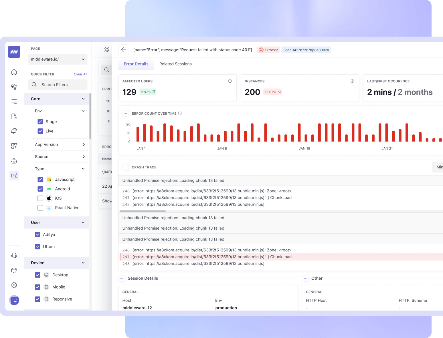 RUM Error Tracking